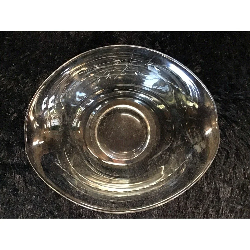 Princess House Heritage Cut Crystal Sauce Bowl Etched Floral 80s Retro Granny